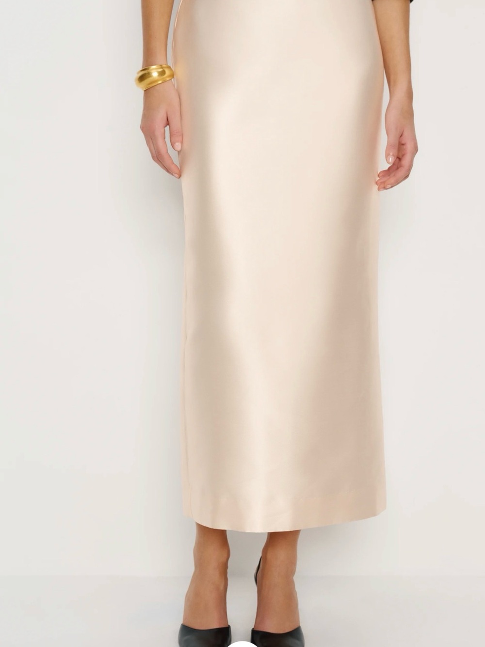 Reformation Cream Satin Pencil Skirt